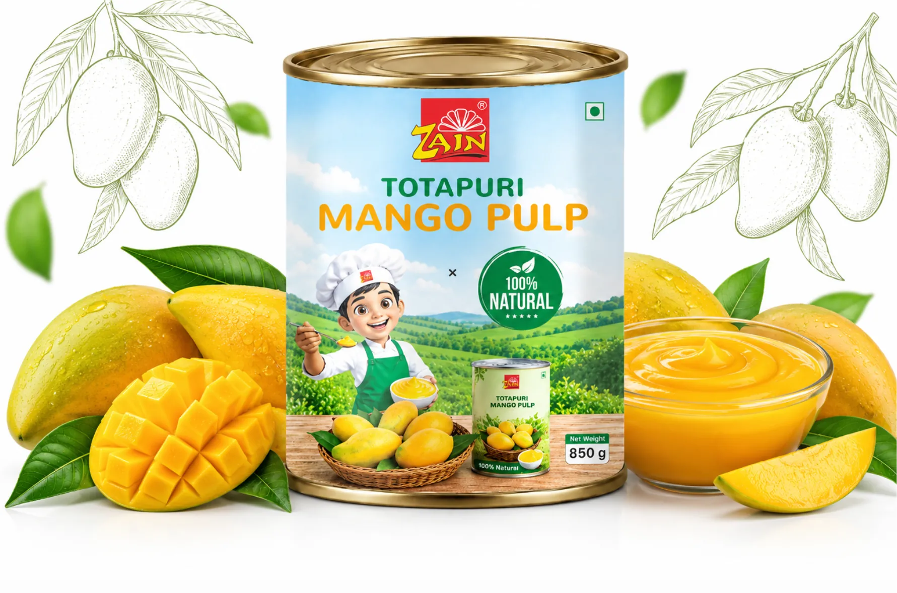 Canned Totapuri Mango Pulp