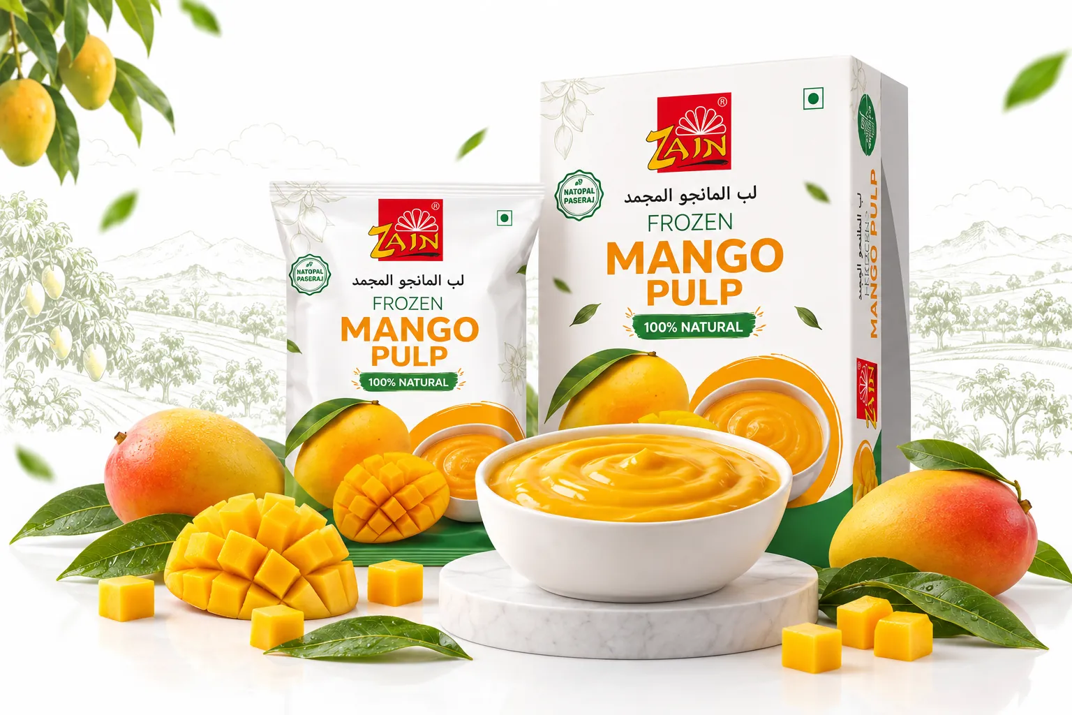Zain Frozen Mango Pulp - Bulk Export Packaging & Technical Specifications