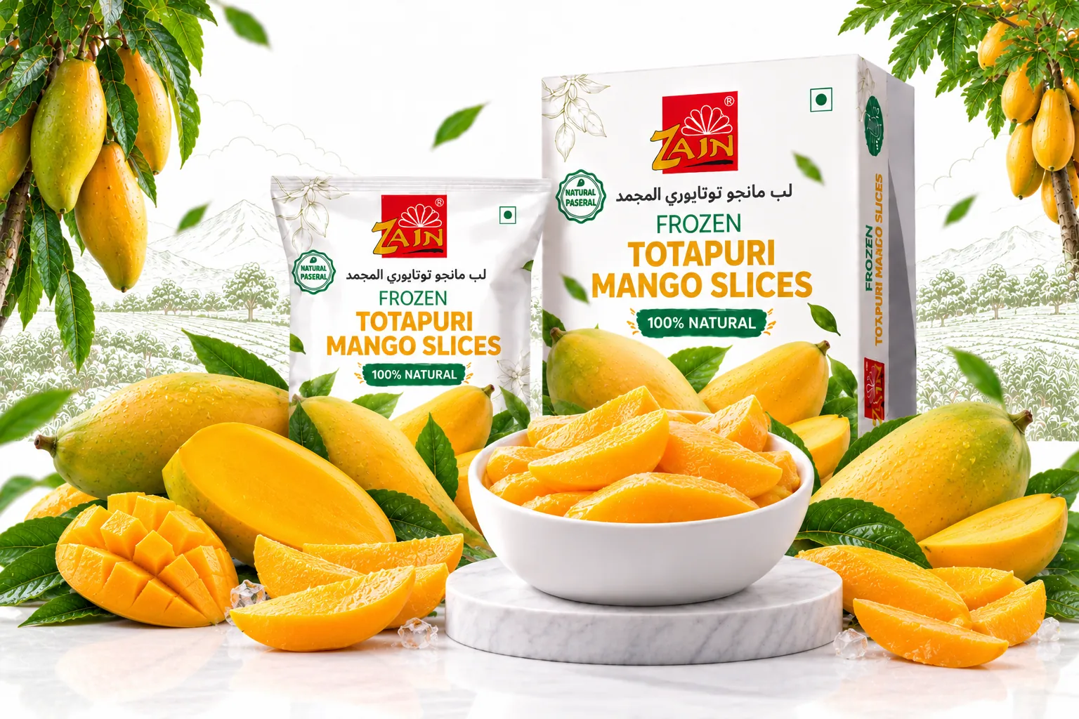 Frozen Totapuri Mango Slices - Bulk Export Packaging & Technical Specifications