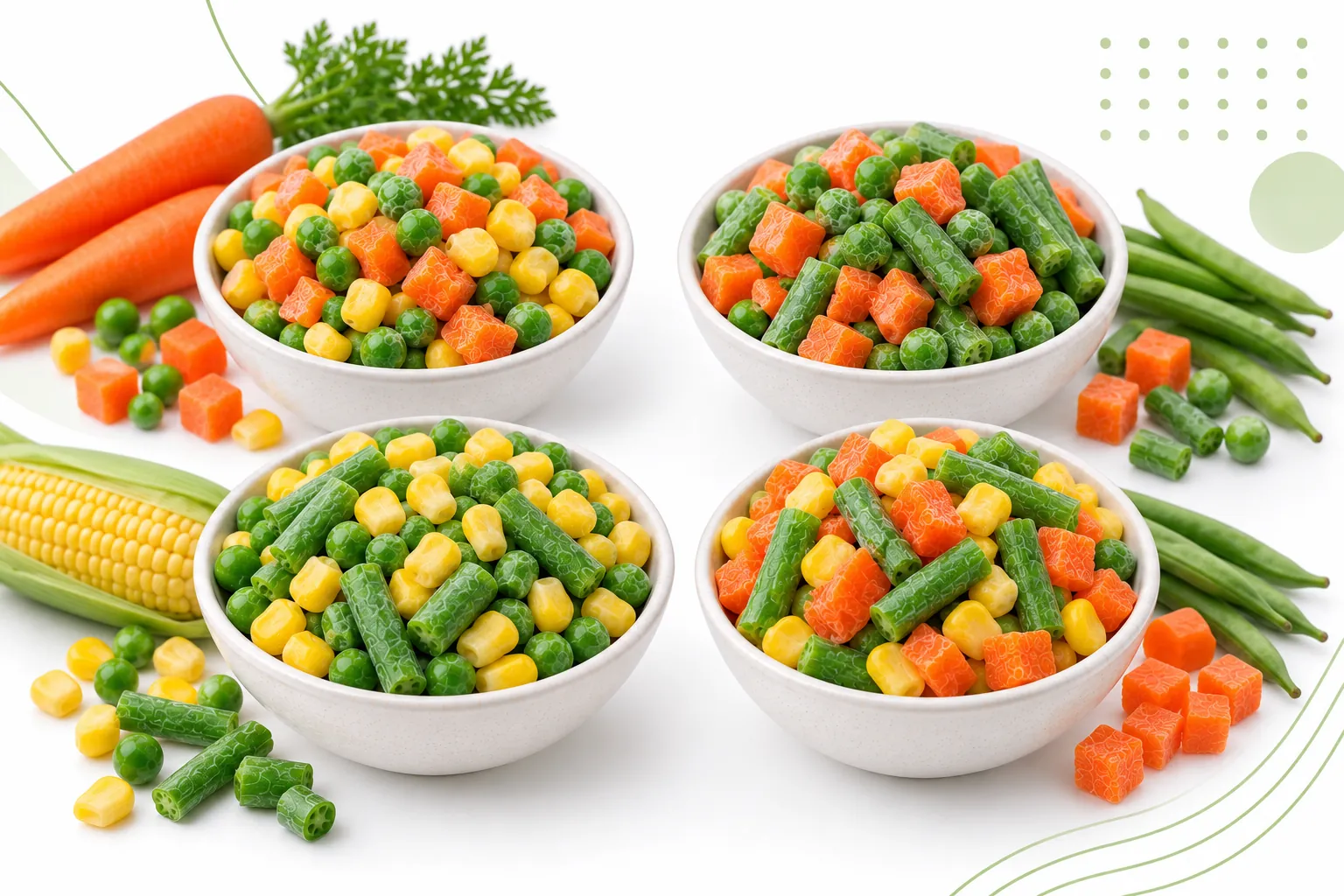 IQF Mixed Vegetables (3-Way) - Bulk Export Packaging & Technical Specifications